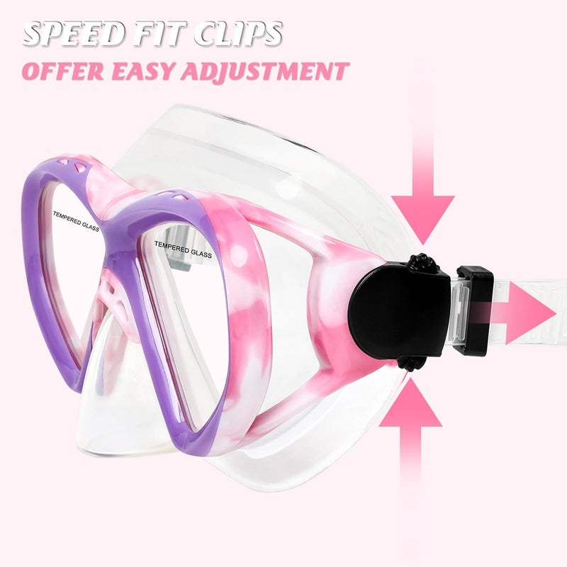 ACQCES Kids Swim Goggles Snorkel Diving Mask for Boys Girls Ages 5-15, Two-Color Anti-Fog Swimming Goggles with Nose Cover - Image 4